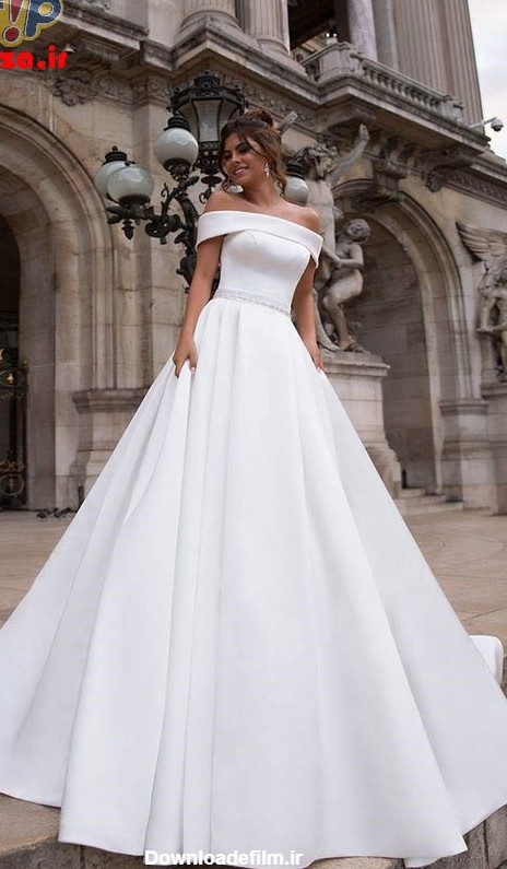 جدیدترین مدل لباس عروس یقه قایقی 2022 | لباس عروس شیک | تیپزا