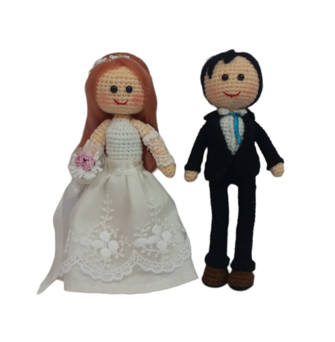 قیمت و خرید عروسک بافتنی طرح عروس و داماد بسته 2 عددی
