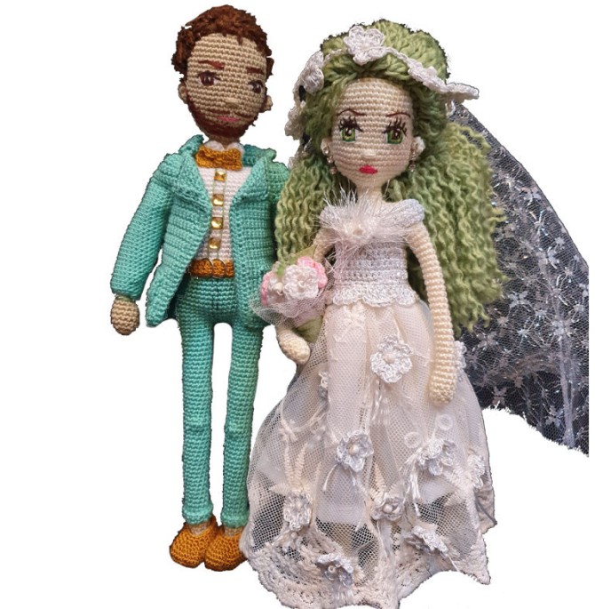 قیمت و خرید عروسک بافتنی مدل عروس و داماد مجموعه دو عددی