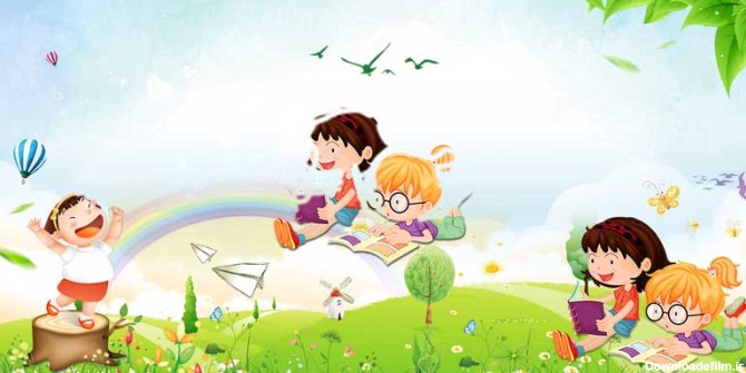 طرح پس زمینه کارتونی کودکان در طبیعت | تیک طرح مرجع گرافیک ایران