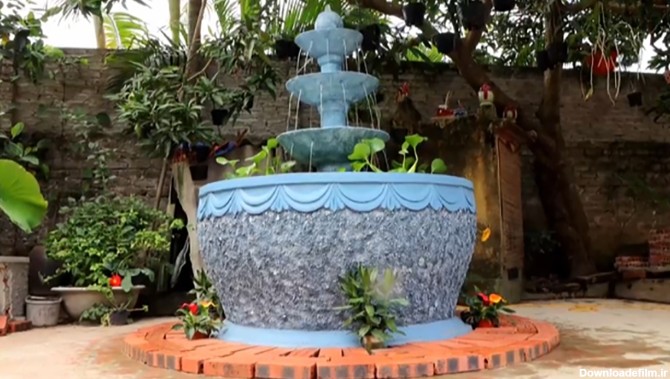 آموزش ساخت حوض فواره دار در حیاط خانه + فیلم