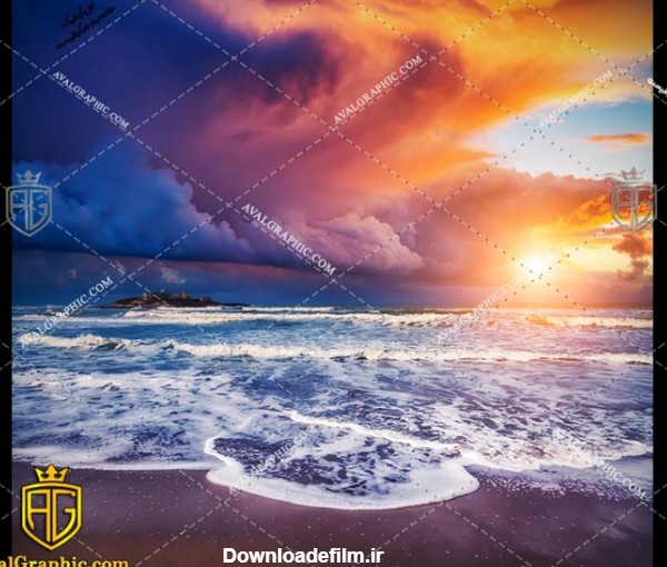 عکس با کیفیت غروب دریا مناسب برای طراحی و چاپ - عکس غروب - تصویر غروب - شاتر استوک غروب - شاتراستوک غروب