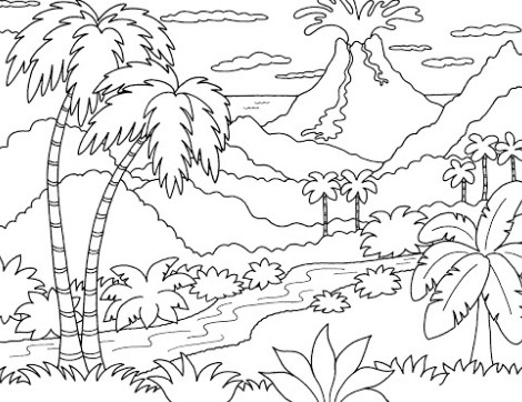 نقاشی طبیعت : 40 نقاشی ساده طبیعت برای رنگ آمیری کودکان