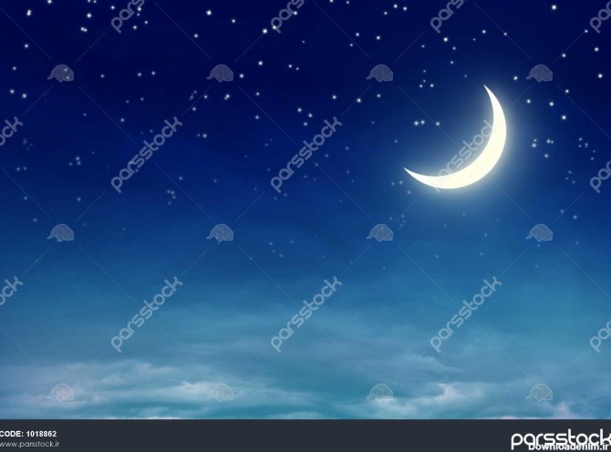 آسمان شب با ماه و ستاره 1018862