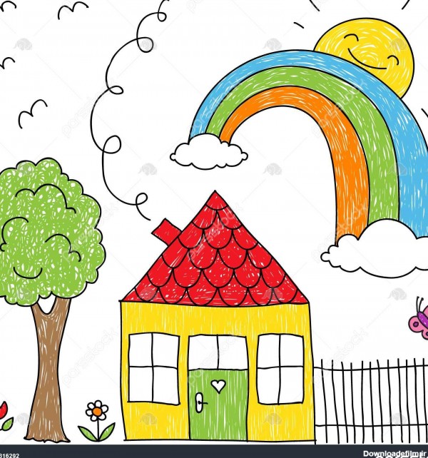 بچه های خانه رنگین کمان و درخت نقاشی است 1316292