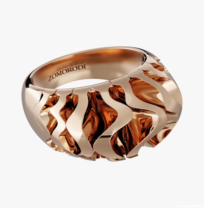 انگشتر فراکتال طلای رزگلد کد 9225 | جواهری زمردی