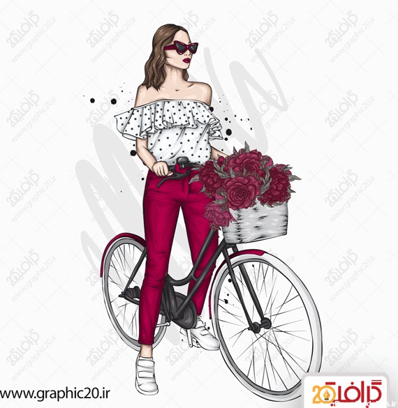 وکتور مدوفشن دخترانه با دوچرخه
