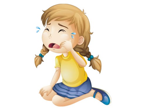 طرح وکتور لایه باز کاراکتر کارتونی دختر بچه در حال گریه کردن