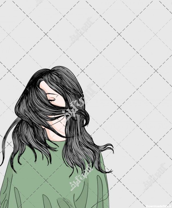 وکتور دختر جوان با موهای پریشان در باد