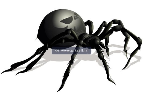 دانلود وکتور لایه باز کاراکتر گرافیکی عنکبوت سیاه