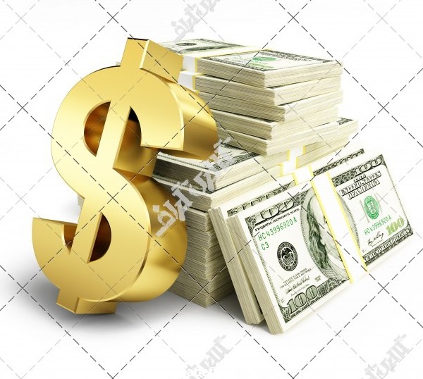 عکس پول و دلار و علامت دلار طلایی سه بعدی