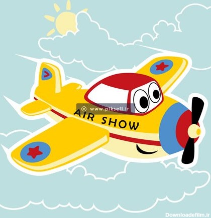 فایل وکتور پس زمینه کارتوین با طرح هواپیمای کودکانه