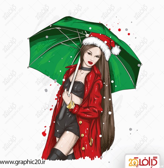 وکتور مدلینگ دخترانه با چتر