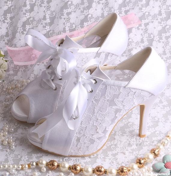 مدل زیبا از کفش پاشنه بلند سفید ویژه عروس - مهین فال