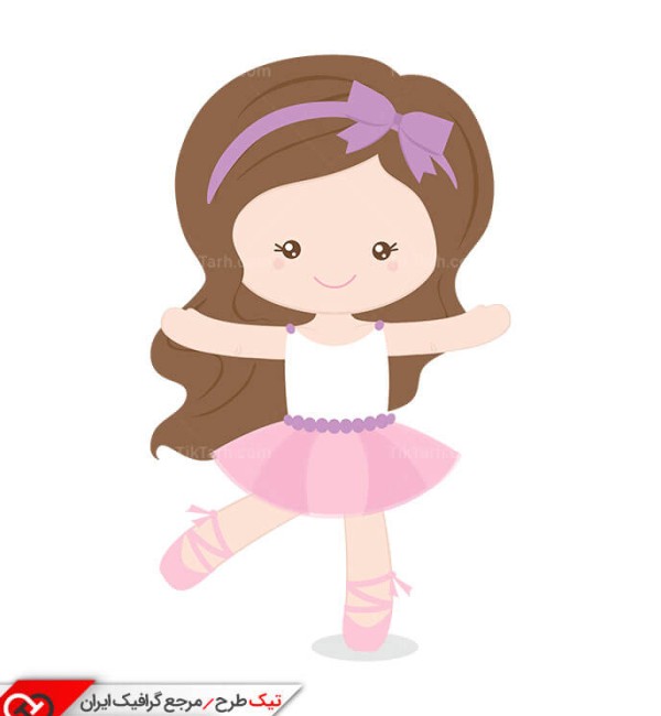 طرح گرافیکی کلیپ آرت دختر با رقص باله