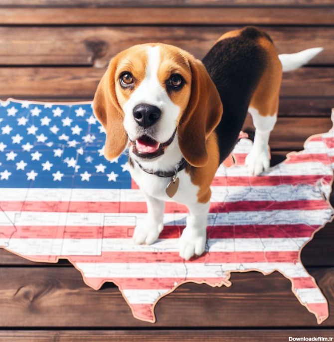 عکس سگ روی نقشه کشور آمریکا