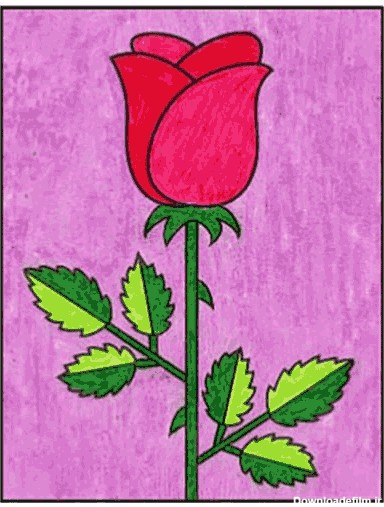 آموزش نقاشی گل رز ساده برای کودکان - پنجره ای به دنیای کودکان