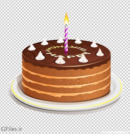 دانلود فایل کیک تولد شکلاتی یک سالگی بصورت ترانسپرنت و بدون ...