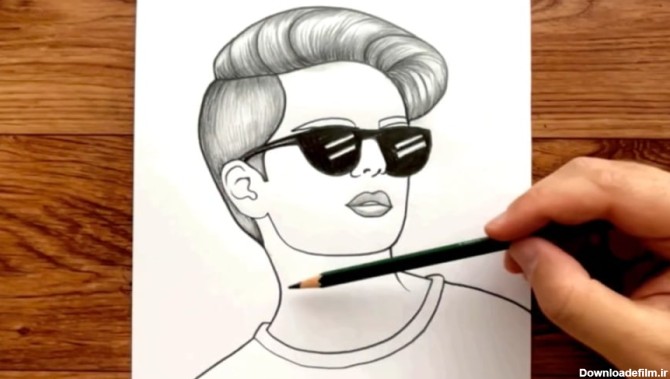 طراحی ساده مرد کره ای - طراحی مرد خوش تیپ با ذغال - طراحی ساده با مداد 2023
