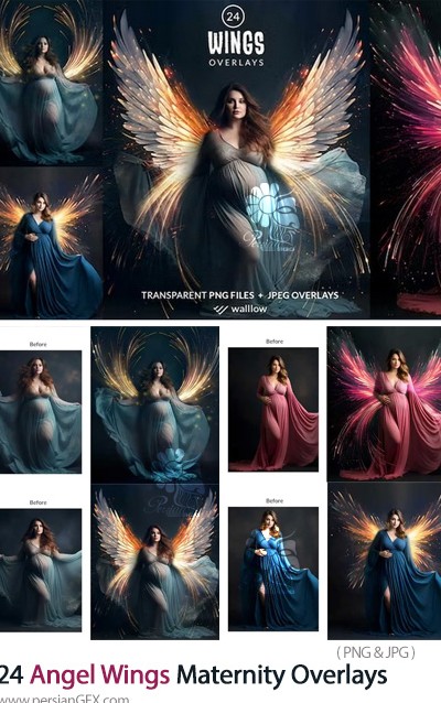 دانلود 24 تصویر پوششی بال های فرشته برای عکس بارداری - Angel ...