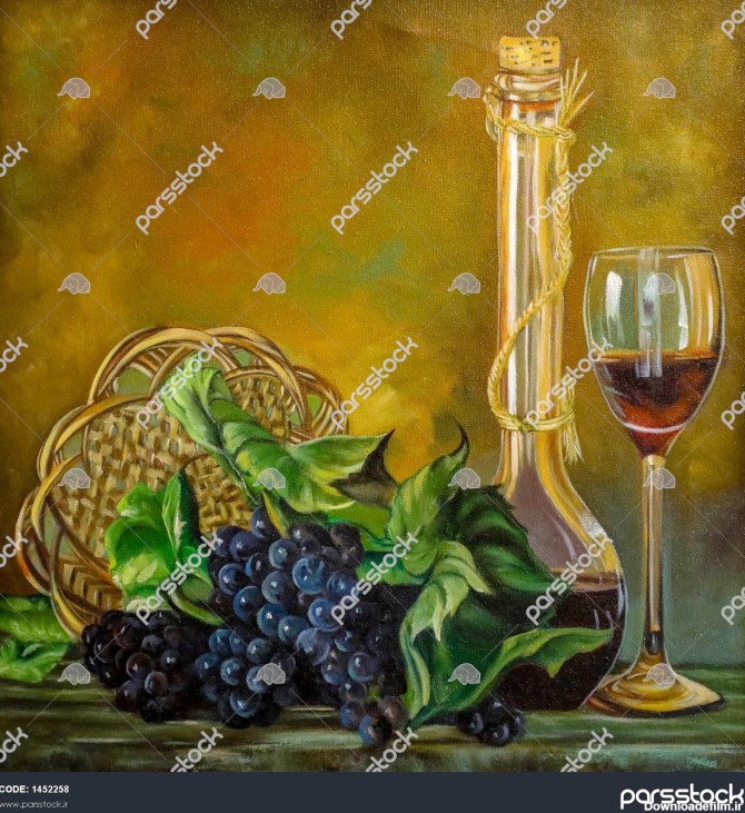 جام شراب و انگور تابلو نقاشی 1452258