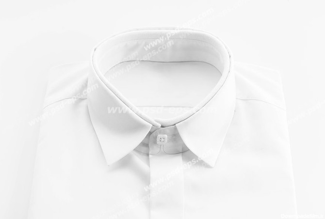 عکس با کیفیت نمای بالا از یقه پیراهن مردانه سفید رنگ ویژه استفاده ...