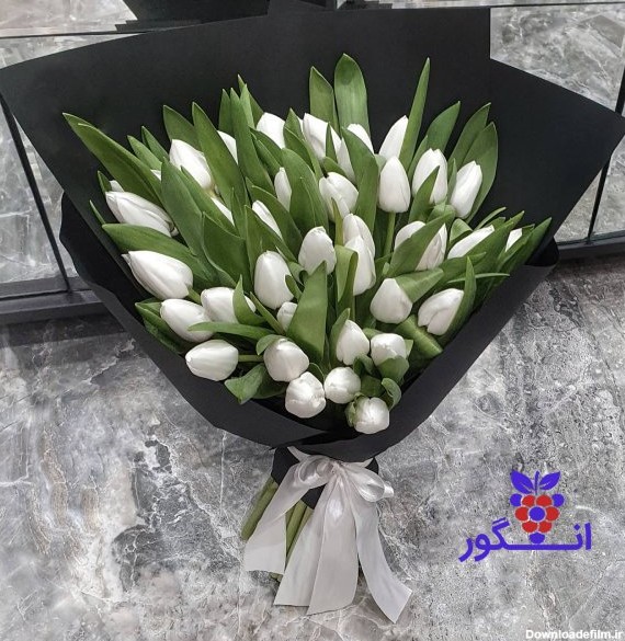 خرید دسته گل لاله سفید جهت عرض تسلیت | سفارش آنلاین دسته گل