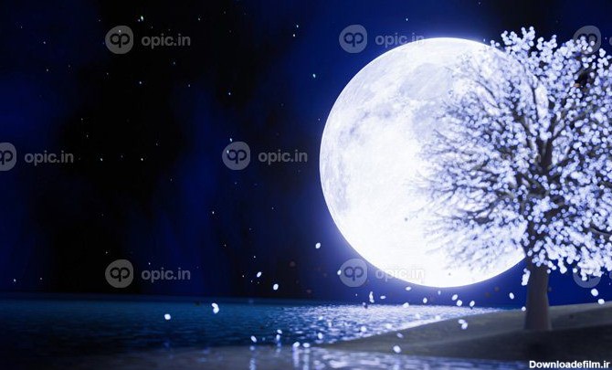 دانلود عکس ماه آبی کامل در آسمان شب ستاره هایی در آسمان وجود دارد ...