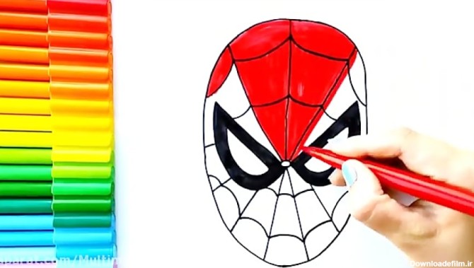 آموزش نقاشی کودکانه - نقاشی نقاب مرد عنکبوتی