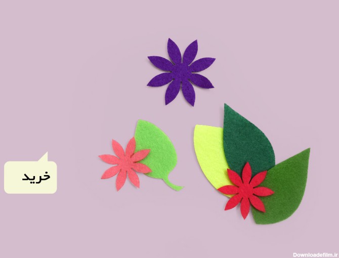 تم و تزیینات نمدی طرح گل و برگ برای ماهگرد نوزاد