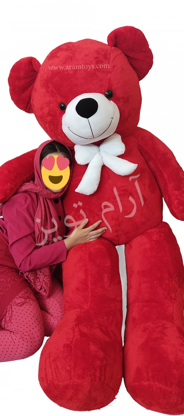 خرس عروسکی ۲ متری قرمز رنگ