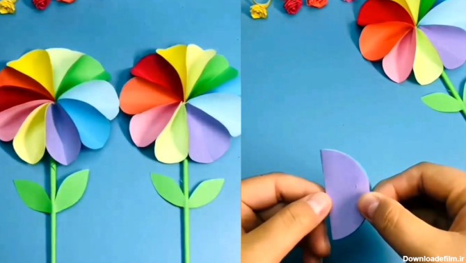 گل کاغذی رنگی چگونه بسازیم / فیلم