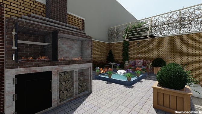 پروژه طراحی حیاط کوچک خانه به سبک سنتی | باغ گستر