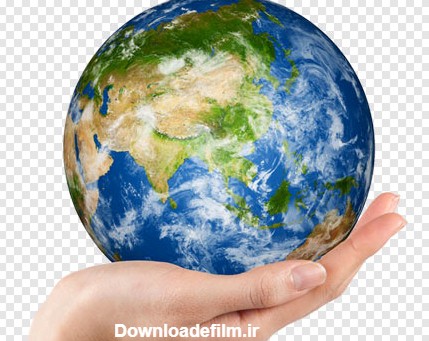 فایل ترانسپرنت دوربری شده کره زمین در دست با مفهوم مراقبت از زمین و محیط زیست با فرمت png