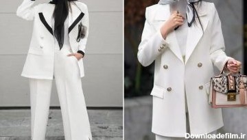 استایل با کت سفید زنانه