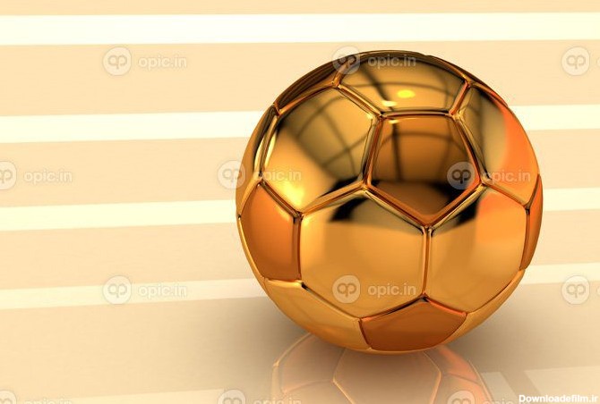 دانلود عکس تصویر سه بعدی با توپ فوتبال ساخته شده از طلا روی ...