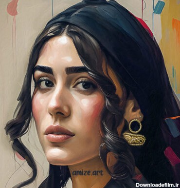 شی چهره دختر خوشگل ایرانی - نقاشی هیبریدی برجسته