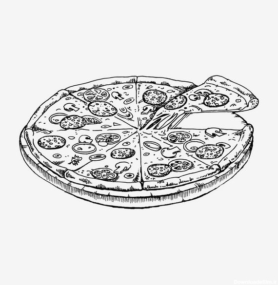 پیتزا جدا شده در پس زمینه سفید پیتزا غذای تصویر بردار تخت ...