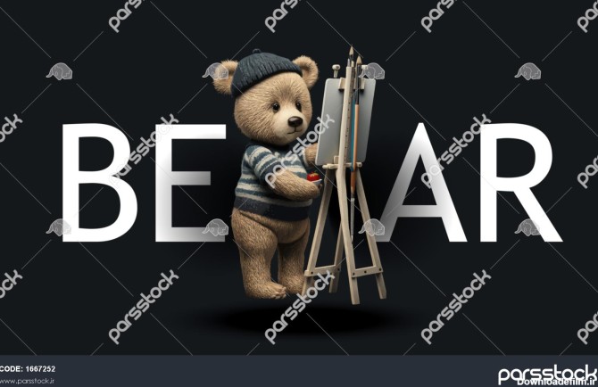 نقاشی خرس عروسکی ناز روی یک تصویر جذاب خنده دار از یک خرس عروسکی ...