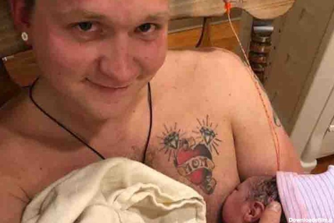 اولین پدری که مانند مادر به نوزادش شیر داد! + عکس
