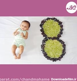 ایده جذاب عکس نوزاد با میوه برای عکاسی در خانه