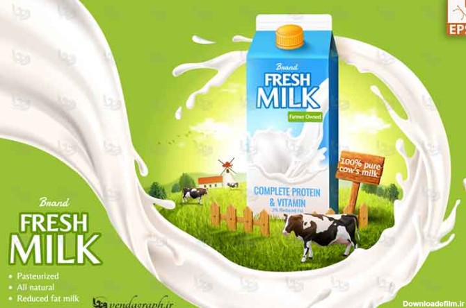 طرح وکتوری تبلیغ شیر پاکتی | وندا گراف