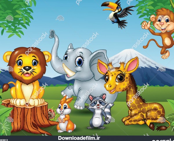 حیوانات وحشی کارتونی در جنگل 1493613