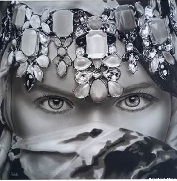 قیمت و خرید تابلو نقاشی سیاه قلم طرح چهره مدل چشمان زیبا کد 13