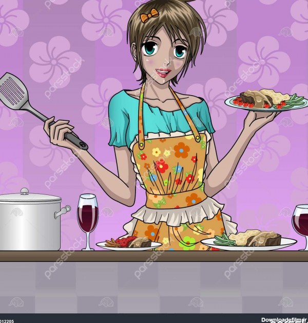 دختر زیبا پخت و پز خوشمزه غذا در آشپزخانه 1012205