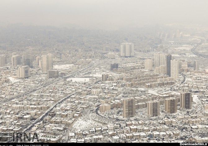 عکس های هوایی از تهران برفی