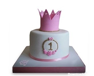 کیک تولد یکسالگی دخترانه  - کیک تاج دخت | کیک آف