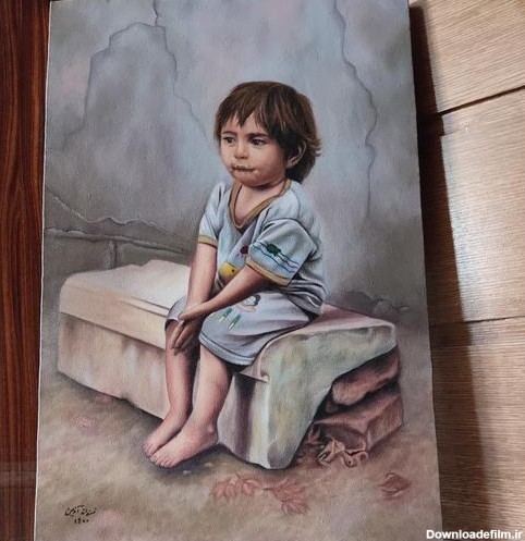 خرید و قیمت تابلو نقاشی طرح پسر بچه فقیر | ترب