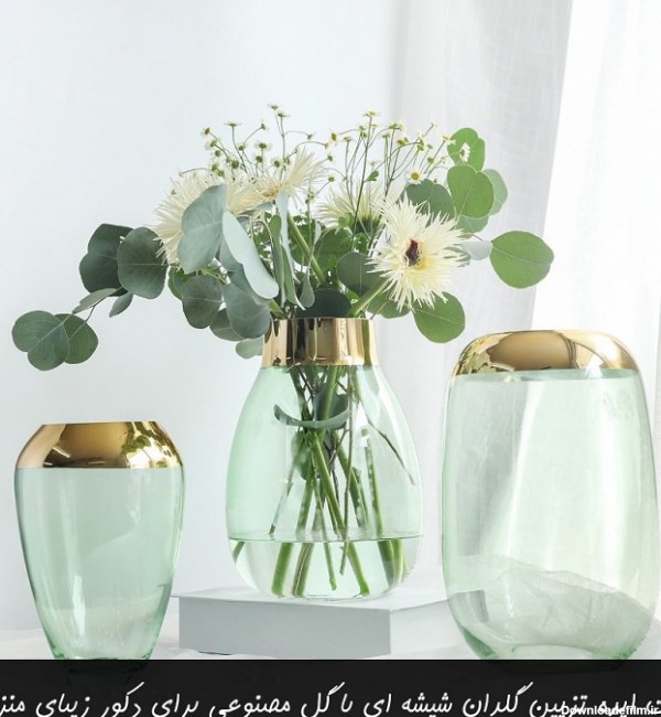 تزیین گلدان شیشه ای با گل مصنوعی