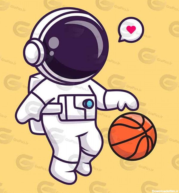 وکتور کارتونی فضانورد و توپ بسکتبال کد 231 - گراپیکس